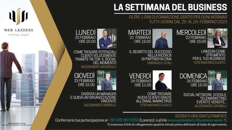 La settimana del business dal 20 al 26 febbraio - webinar gratuiti riguardo il web marketing